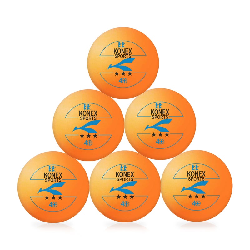 KONEX 40+ Plastic Table Tennis Balls Pack of 6 | High Performance 3-Star ABS TT Balls for Professional Matches and Training | Ideal for Adults & Kids (Orange) - Image 2